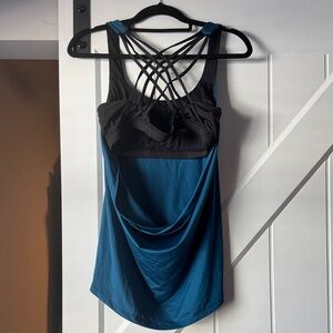 Black and Blue Strappy Athletic Top